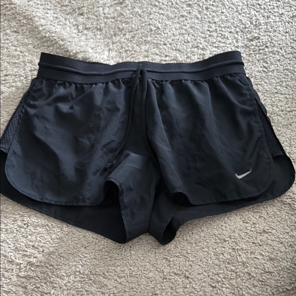 Nike Black Athletic Shorts with Curved Hem